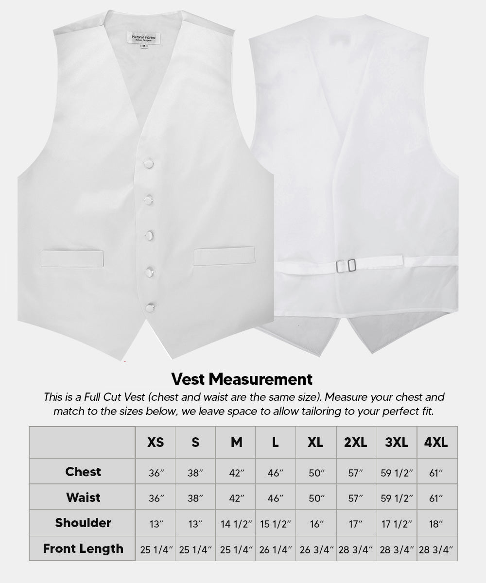 Vittorio Farina Men's Satin Vest, Necktie, Bow Tie and Pocket Square Set (White Back) - Suits You Sir - White - XS