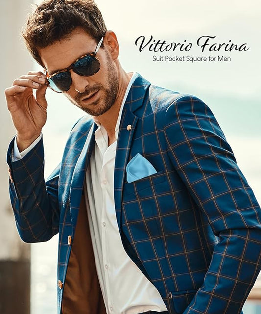 Vittorio Farina Men's Silky Satin Square Pocket Square - Suits You Sir - Aqua - 17x17