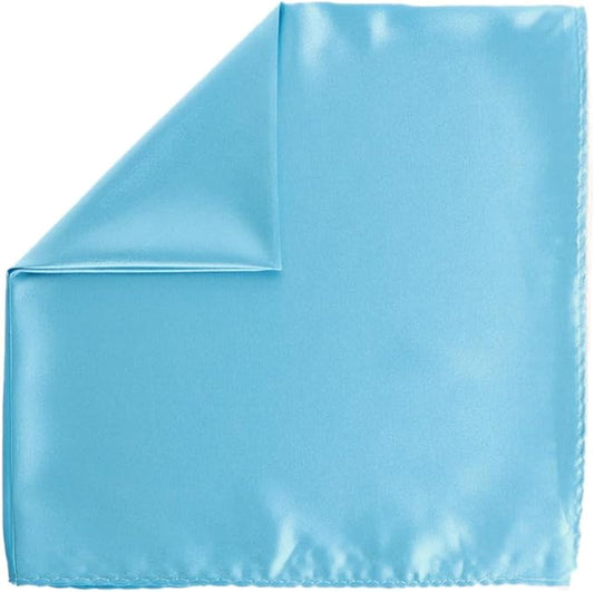 Vittorio Farina Men's Silky Satin Square Pocket Square - Suits You Sir - Aqua - 17x17