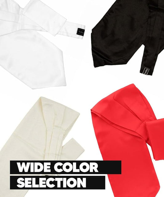 Vittorio Farina Men's Solid Satin Ascot & Pocket Square - Suits You Sir - Beige -