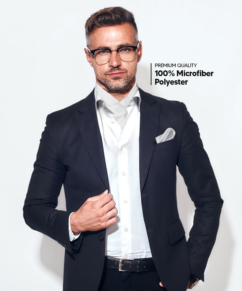 Vittorio Farina Men's Solid Satin Ascot & Pocket Square - Suits You Sir - White -