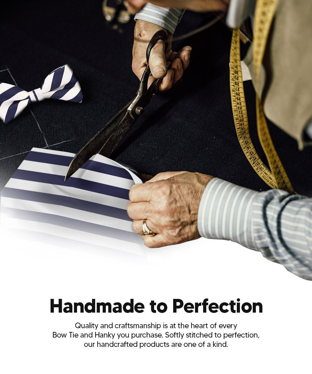 Vittorio Farina Men's Striped Satin Bow Tie & Pocket Square in Gift Box (Multipack) - Suits You Sir - White, Red and Navy Blue/Navy Blue and Gray/Royal Blue and White -