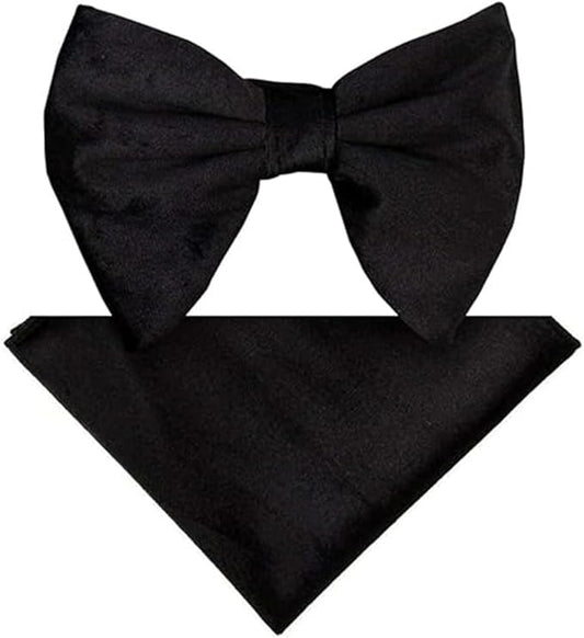 Vittorio Farina Men's Velvet Teardrop Bow Tie & Pocket Square in Gift Box - Suits You Sir - Black -