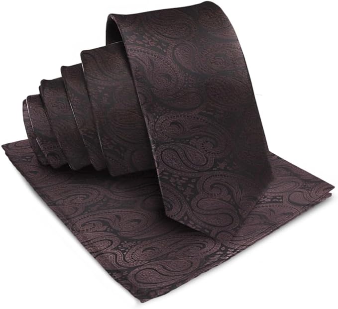 Vittorio Farina Men's Woven Paisley Necktie & Pocket Square - Suits You Sir - Brown -