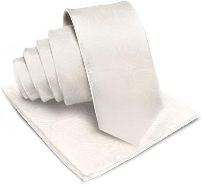Vittorio Farina Men's Woven Paisley Necktie & Pocket Square - Suits You Sir - Ivory -