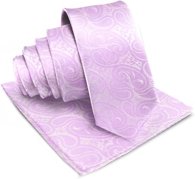 Vittorio Farina Men's Woven Paisley Necktie & Pocket Square - Suits You Sir - Lavender -