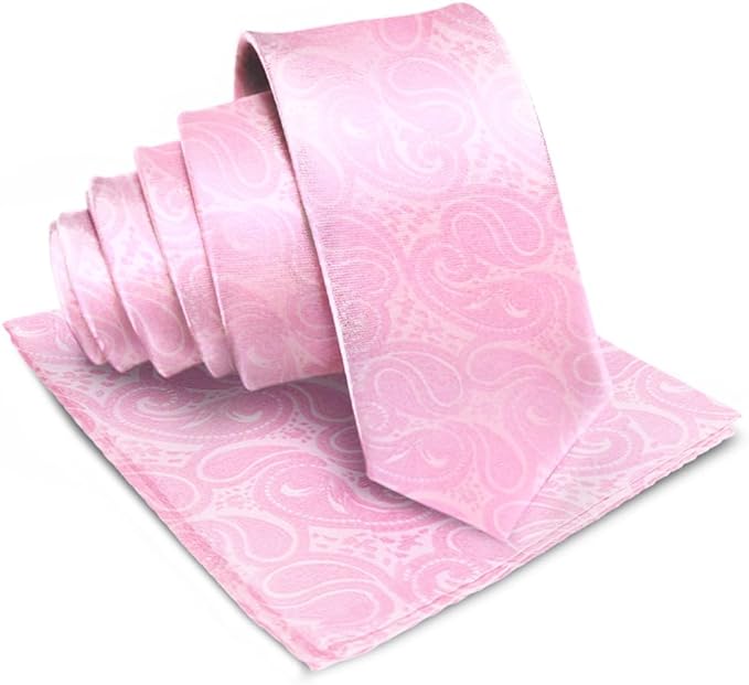 Vittorio Farina Men's Woven Paisley Necktie & Pocket Square - Suits You Sir - Pink -