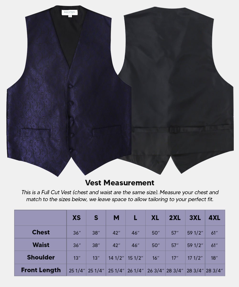 Vittorio Farina Men's Woven Paisley Vest, Necktie, Bow Tie and Pocket Square Set (Black Back) - Suits You Sir - Navy Blue - XS