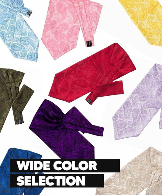 Vittorio Farina Men's Woven Pasiley Ascot & Pocket Square - Suits You Sir - Black -