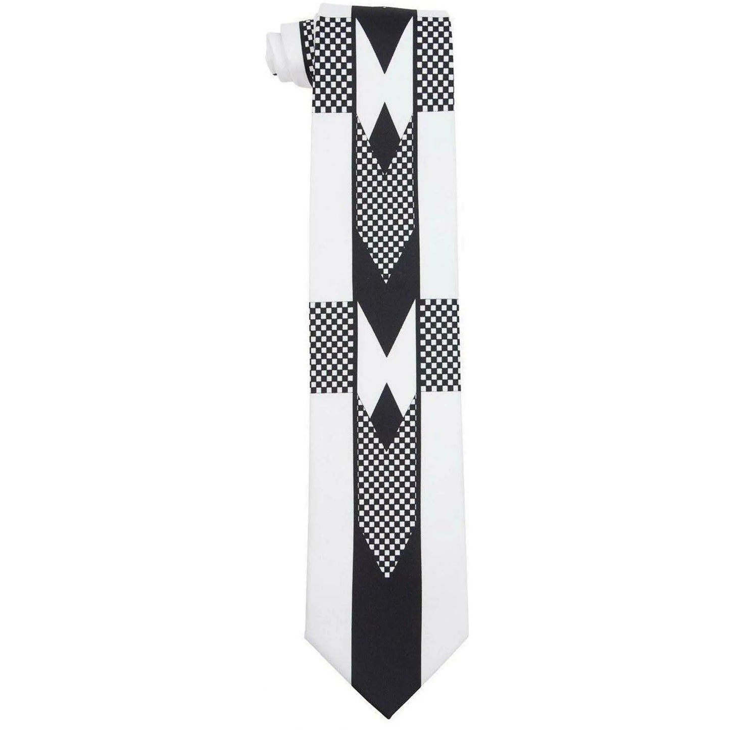 Vittorio Farina Tuxedo Design Satin Necktie & Pocket Square - Suits You Sir - White and Black -