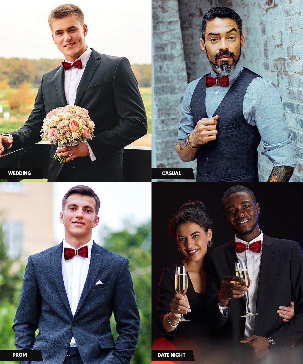 Vittorio Farina Velvet Bow Tie in Gift Box - Suits You Sir - Burgundy -