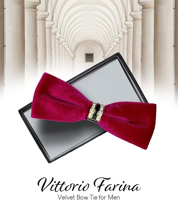 Vittorio Farina Velvet Bow Tie in Gift Box - Suits You Sir - Hot Pink -