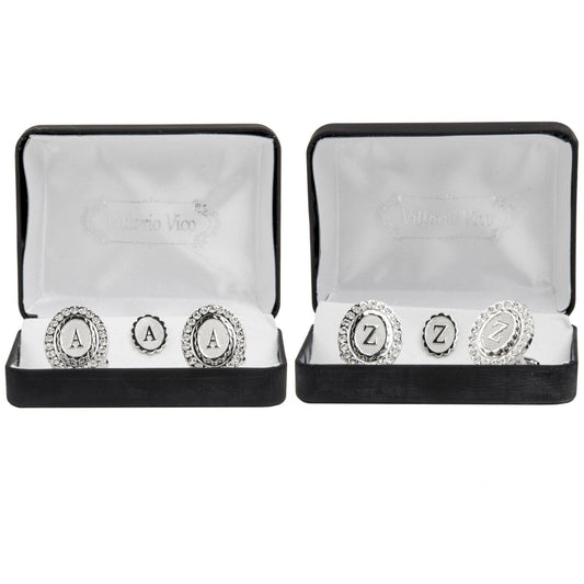 Vittorio Vico Bling Initial Cufflinks & Tie Tack Set in Gift Box - Suits You Sir - Gold - A