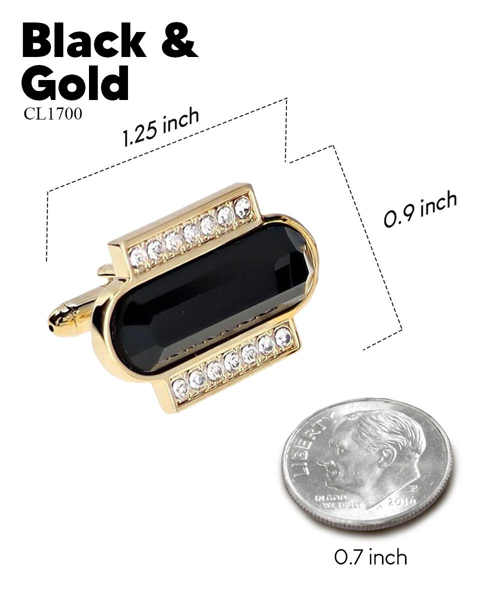 Vittorio Vico Capsule Colorstone Cufflinks: CL17XX Series - Suits You Sir - Black and Gold -