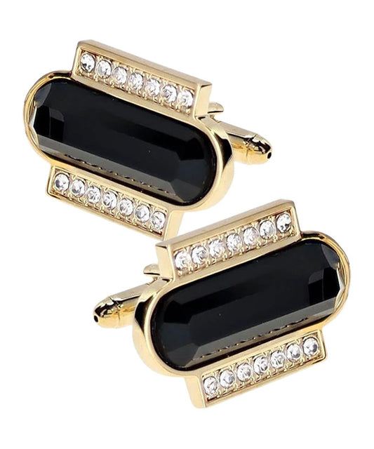 Vittorio Vico Capsule Colorstone Cufflinks: CL17XX Series - Suits You Sir - Black and Gold -
