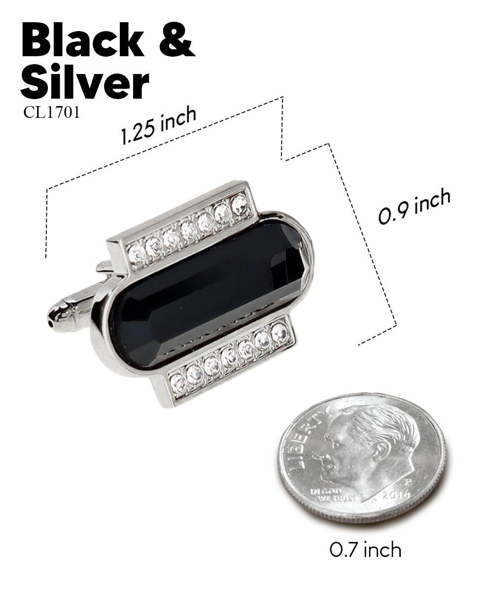 Vittorio Vico Capsule Colorstone Cufflinks: CL17XX Series - Suits You Sir - Black and Silver -