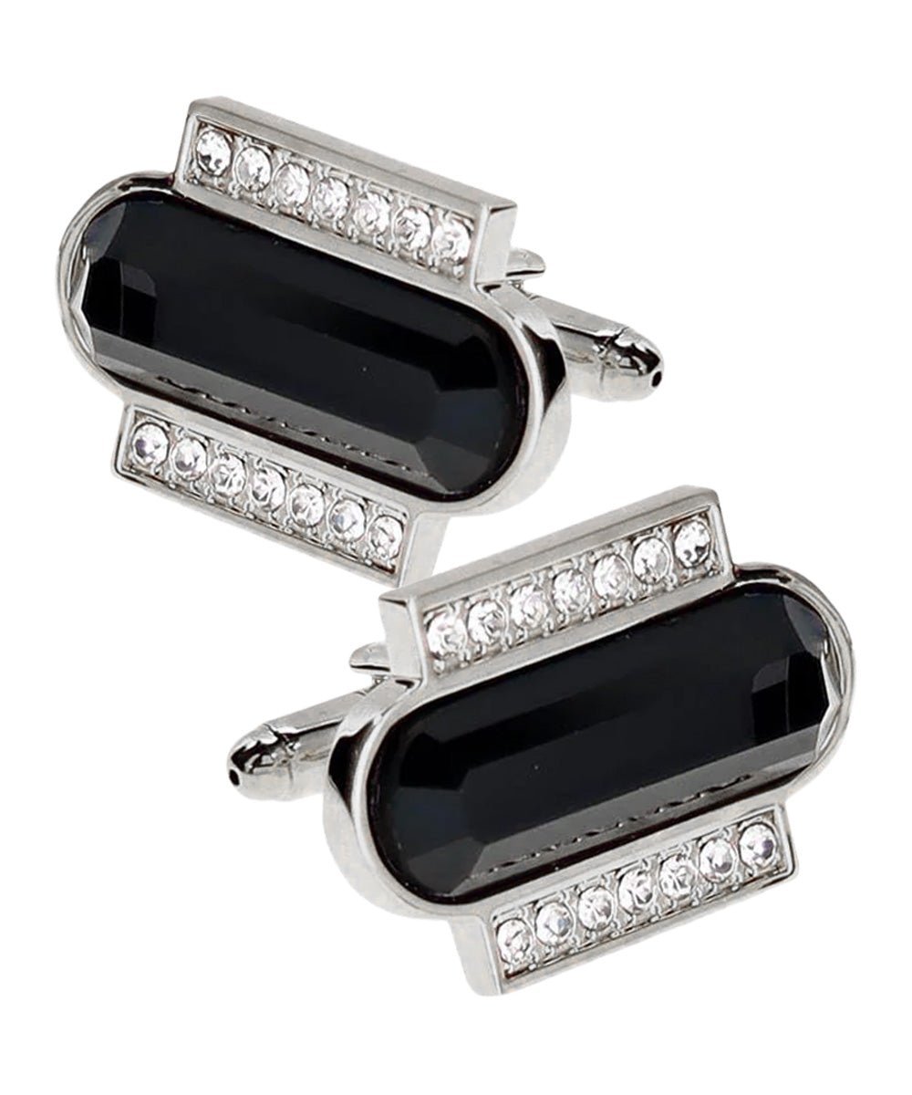 Vittorio Vico Capsule Colorstone Cufflinks: CL17XX Series - Suits You Sir - Black and Silver -