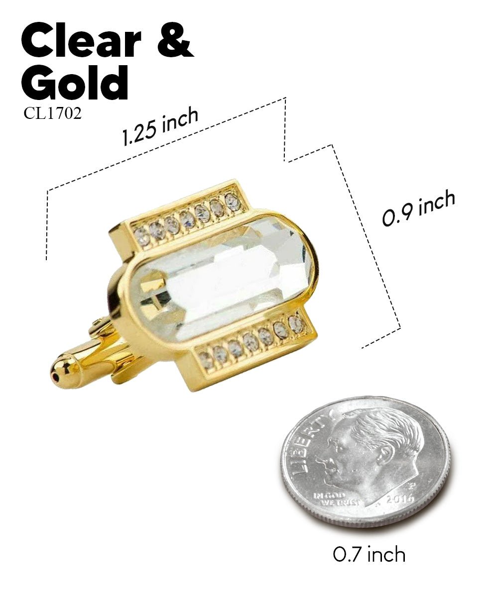 Vittorio Vico Capsule Colorstone Cufflinks: CL17XX Series - Suits You Sir - Clear and Gold -