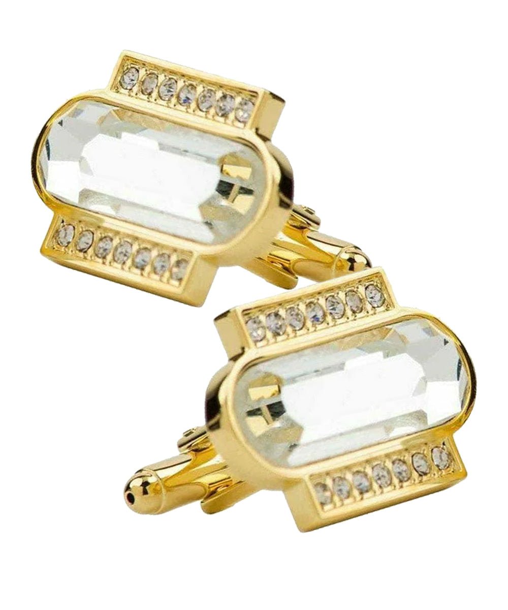 Vittorio Vico Capsule Colorstone Cufflinks: CL17XX Series - Suits You Sir - Clear and Gold -