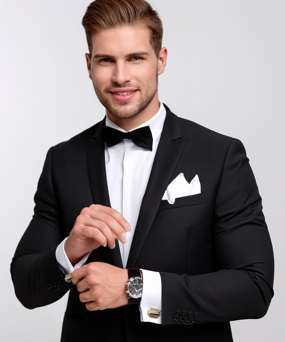 Vittorio Vico Capsule Colorstone Cufflinks: CL17XX Series - Suits You Sir - Clear and Gold -