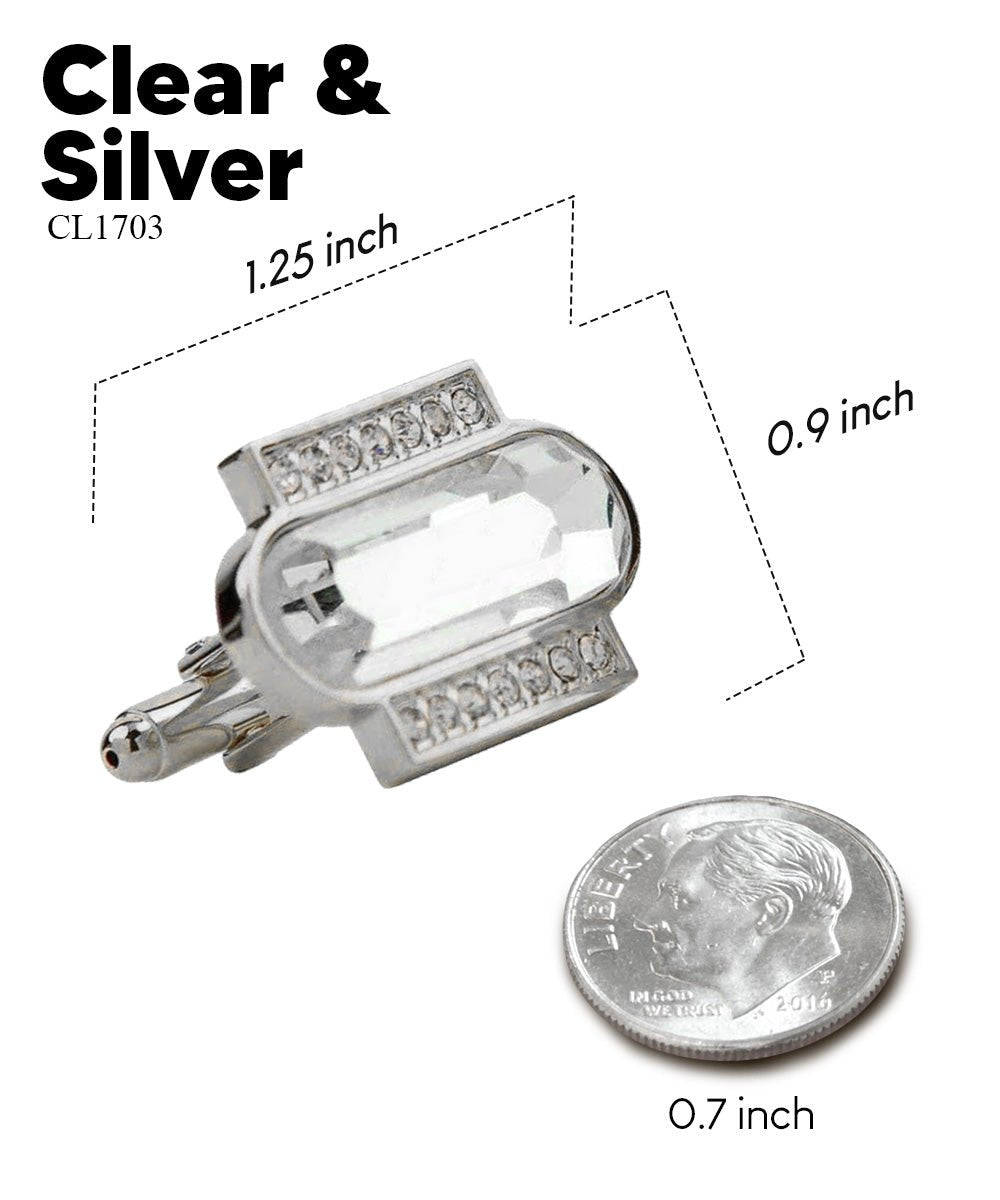 Vittorio Vico Capsule Colorstone Cufflinks: CL17XX Series - Suits You Sir - Clear and Silver -