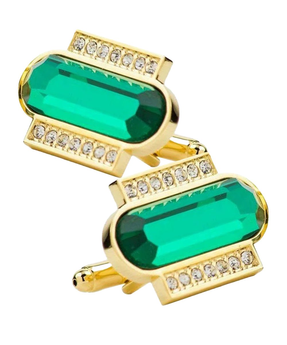 Vittorio Vico Capsule Colorstone Cufflinks: CL17XX Series - Suits You Sir - Green and Gold -
