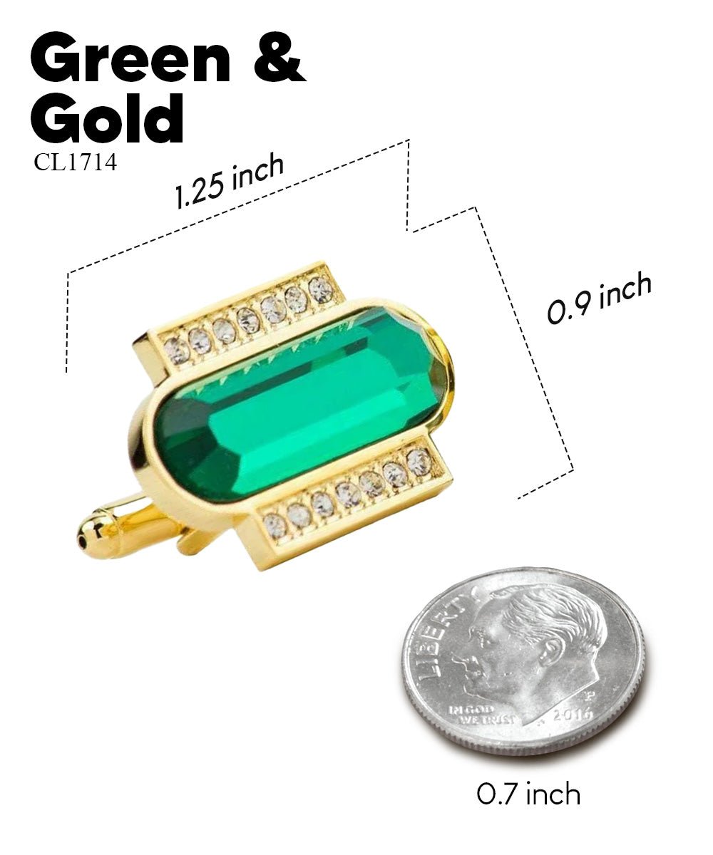 Vittorio Vico Capsule Colorstone Cufflinks: CL17XX Series - Suits You Sir - Green and Gold -