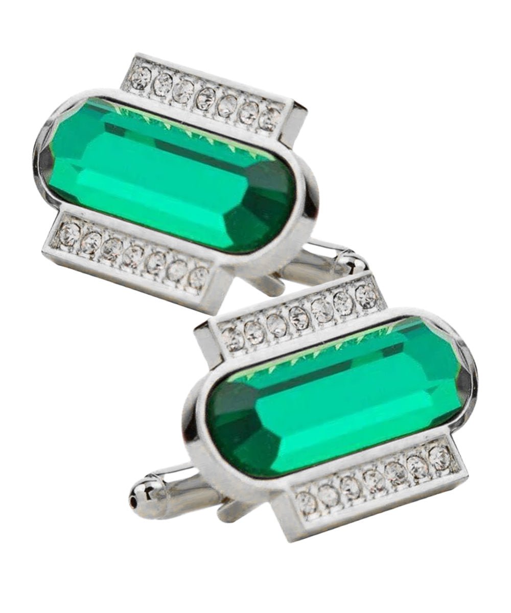 Vittorio Vico Capsule Colorstone Cufflinks: CL17XX Series - Suits You Sir - Green and Silver -