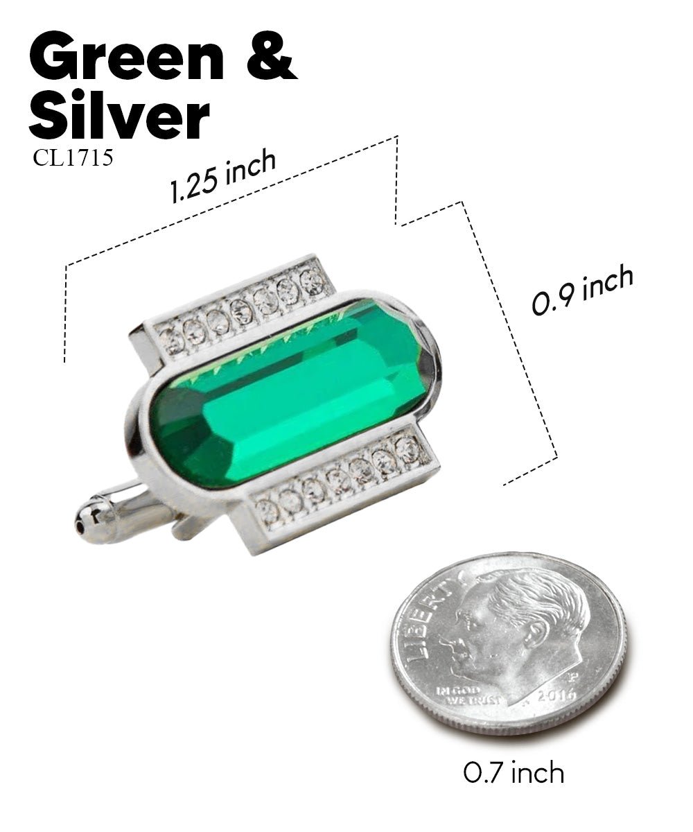 Vittorio Vico Capsule Colorstone Cufflinks: CL17XX Series - Suits You Sir - Green and Silver -