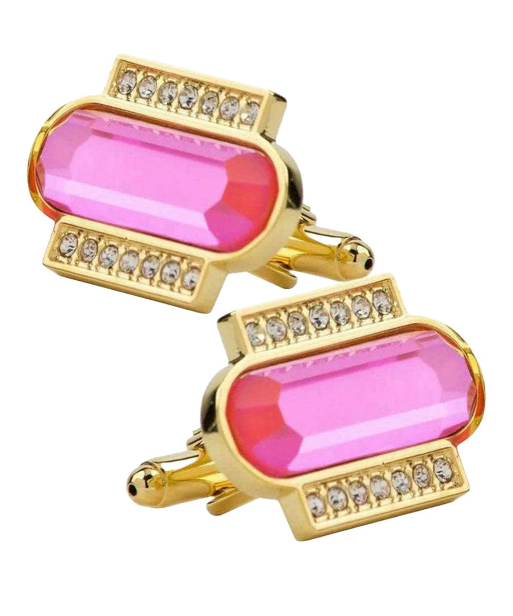 Vittorio Vico Capsule Colorstone Cufflinks: CL17XX Series - Suits You Sir - Hot Pink and Gold -