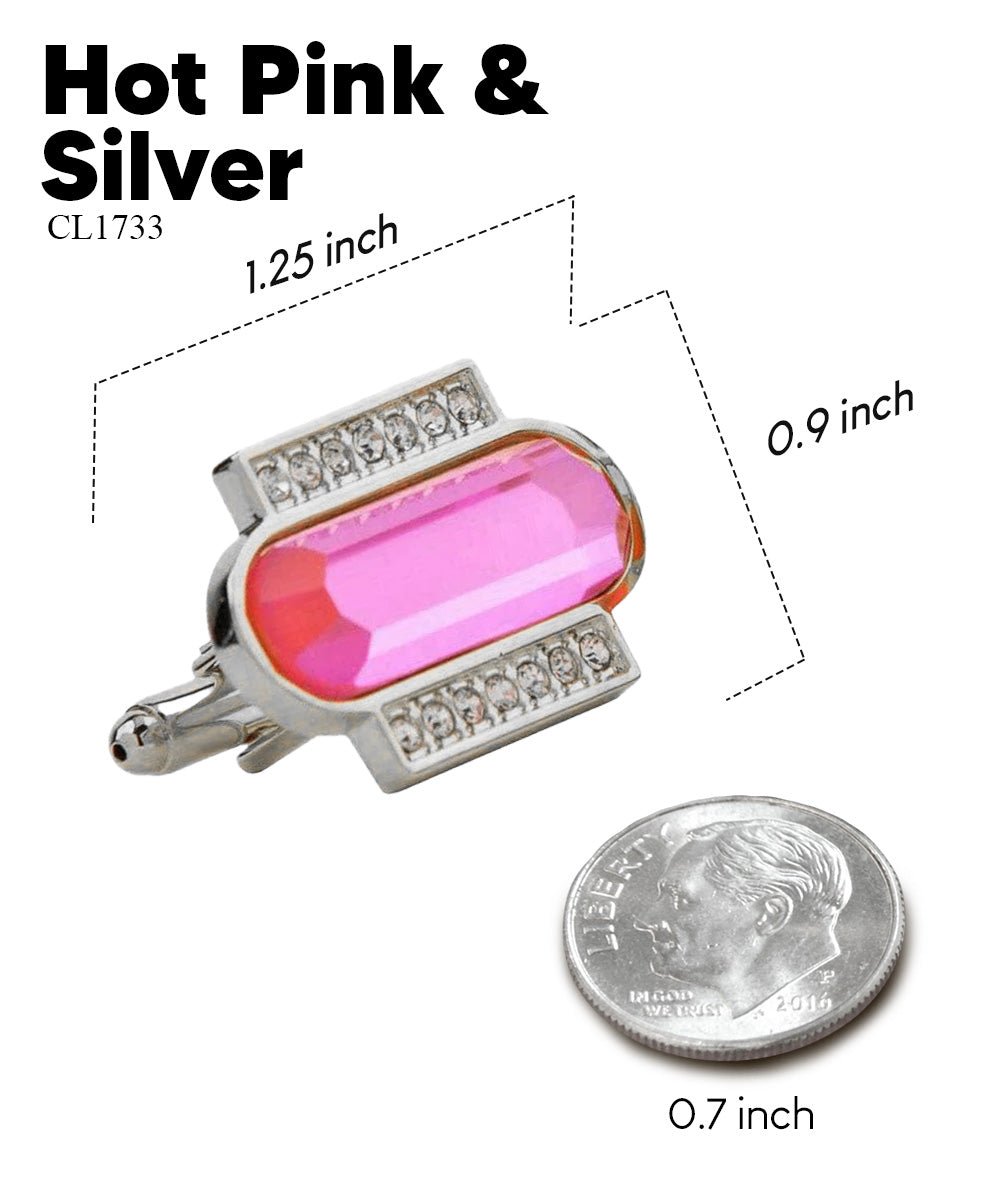 Vittorio Vico Capsule Colorstone Cufflinks: CL17XX Series - Suits You Sir - Hot Pink and Silver -