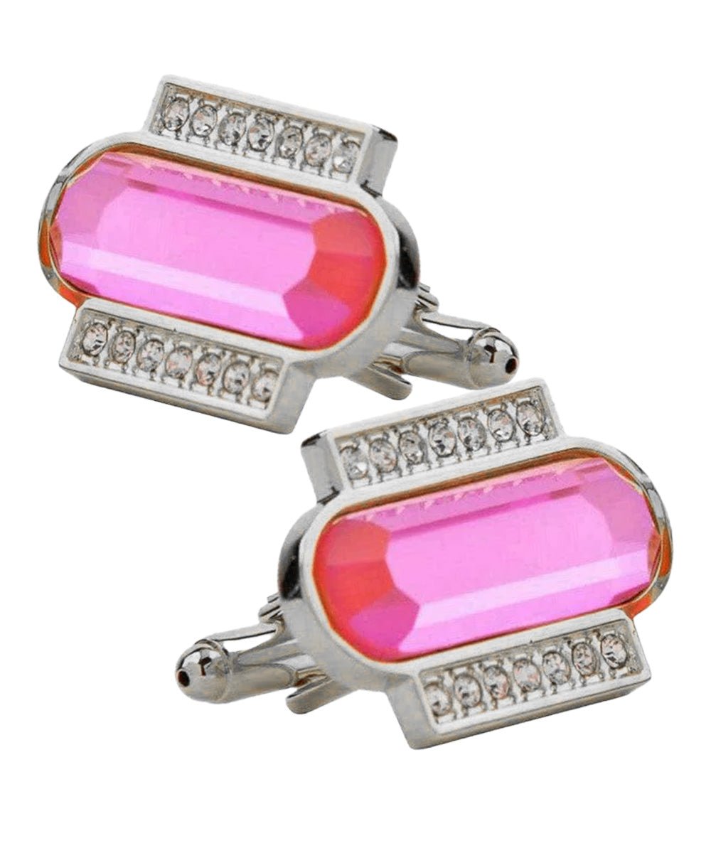 Vittorio Vico Capsule Colorstone Cufflinks: CL17XX Series - Suits You Sir - Hot Pink and Silver -