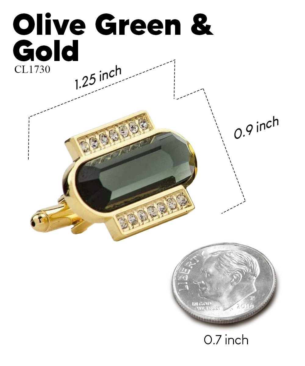 Vittorio Vico Capsule Colorstone Cufflinks: CL17XX Series - Suits You Sir - Olive Green and Gold -