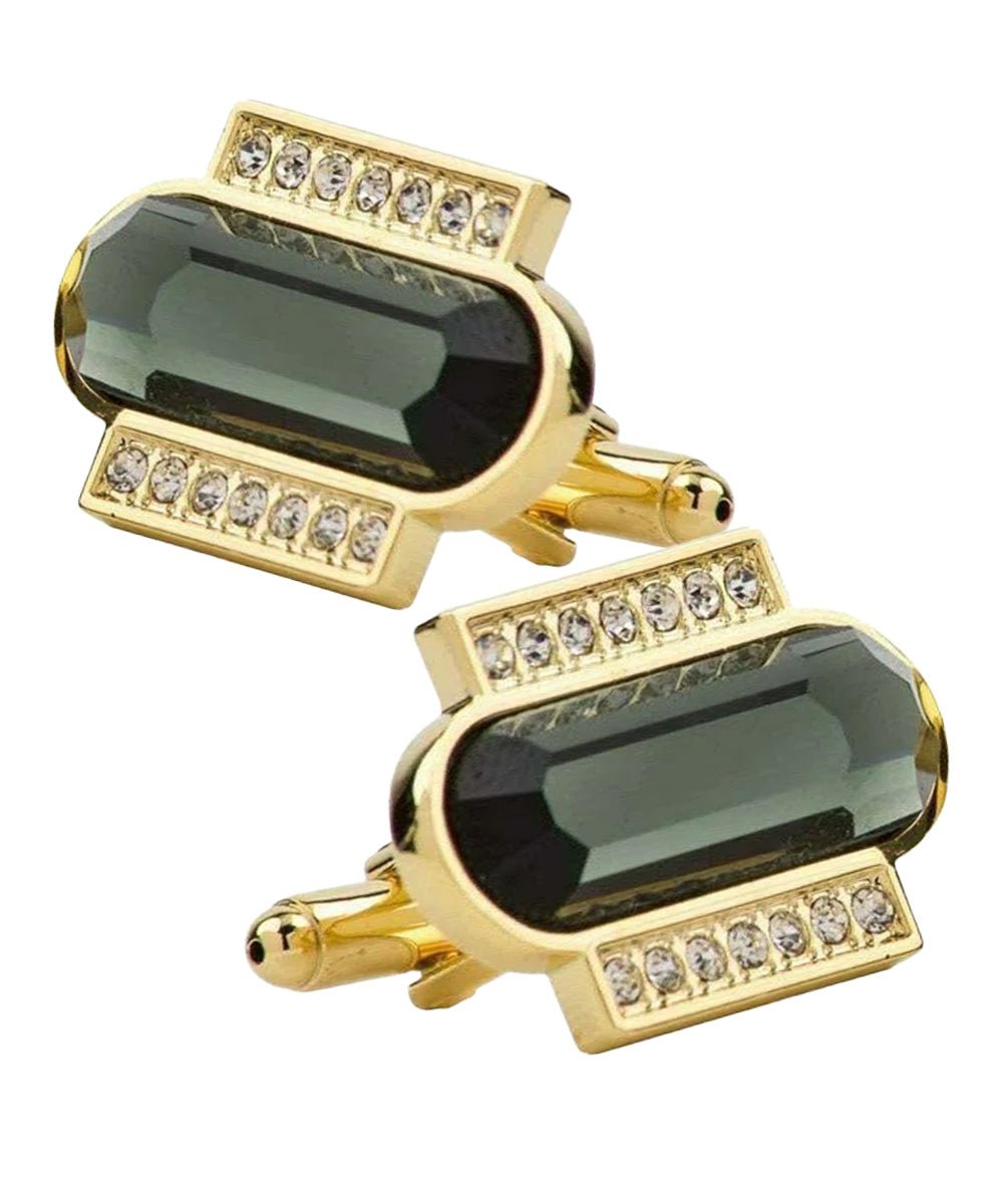 Vittorio Vico Capsule Colorstone Cufflinks: CL17XX Series - Suits You Sir - Olive Green and Gold -
