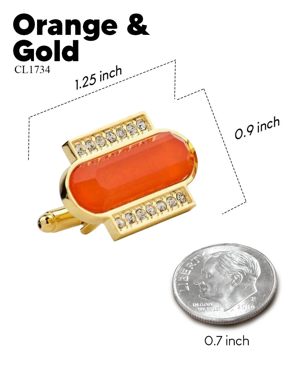 Vittorio Vico Capsule Colorstone Cufflinks: CL17XX Series - Suits You Sir - Orange and Gold -