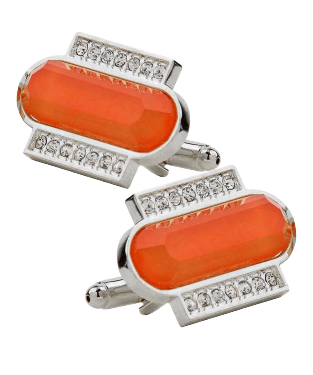 Vittorio Vico Capsule Colorstone Cufflinks: CL17XX Series - Suits You Sir - Orange and Silver -