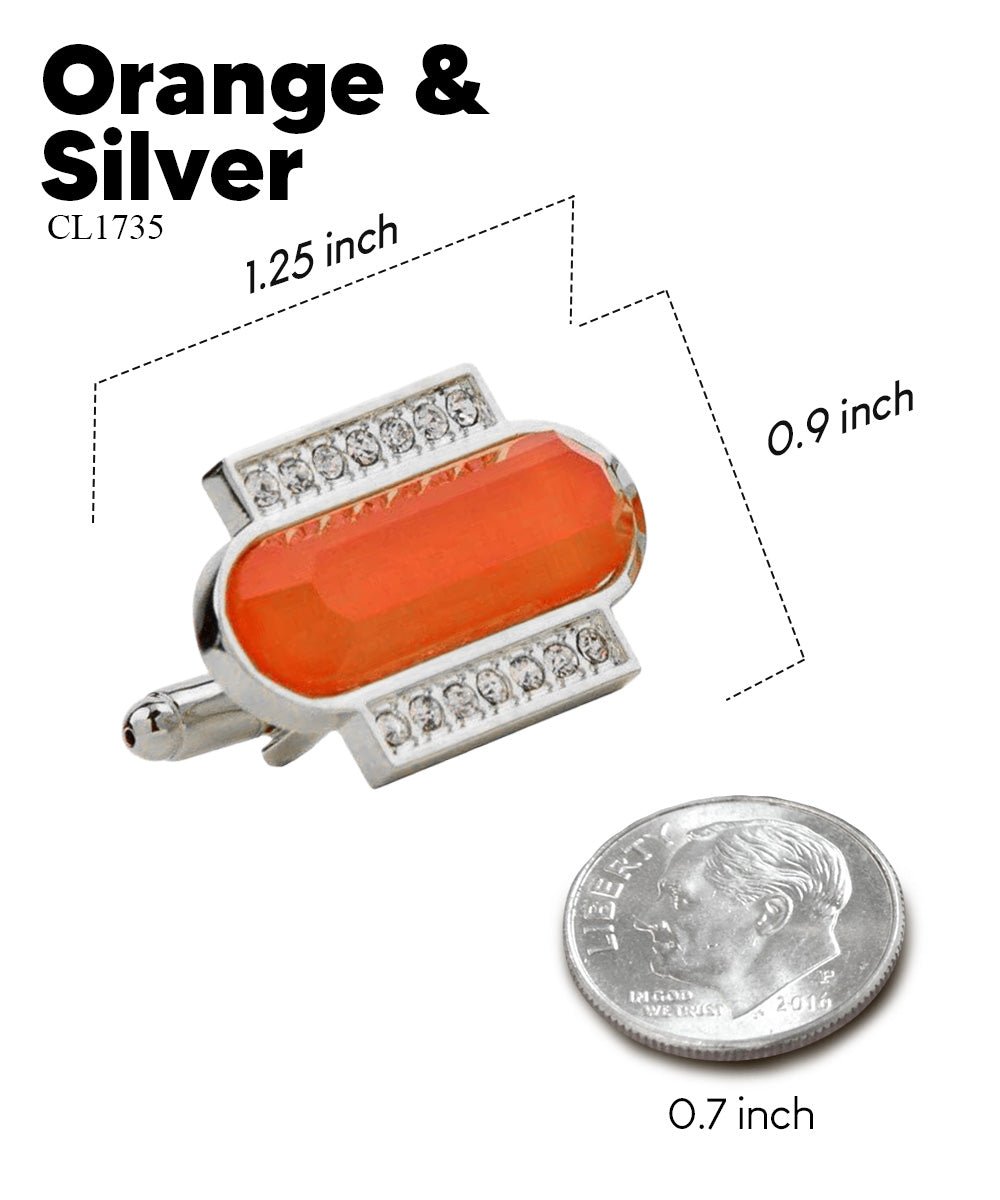 Vittorio Vico Capsule Colorstone Cufflinks: CL17XX Series - Suits You Sir - Orange and Silver -