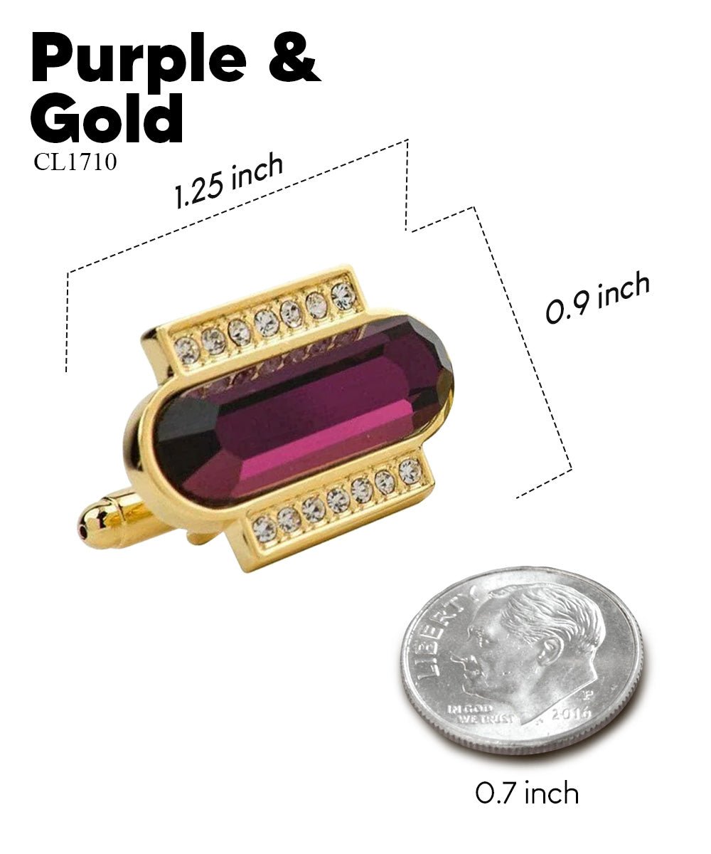 Vittorio Vico Capsule Colorstone Cufflinks: CL17XX Series - Suits You Sir - Purple and Gold -