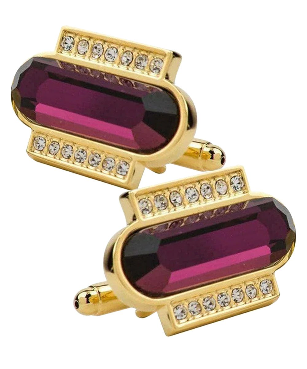 Vittorio Vico Capsule Colorstone Cufflinks: CL17XX Series - Suits You Sir - Purple and Gold -