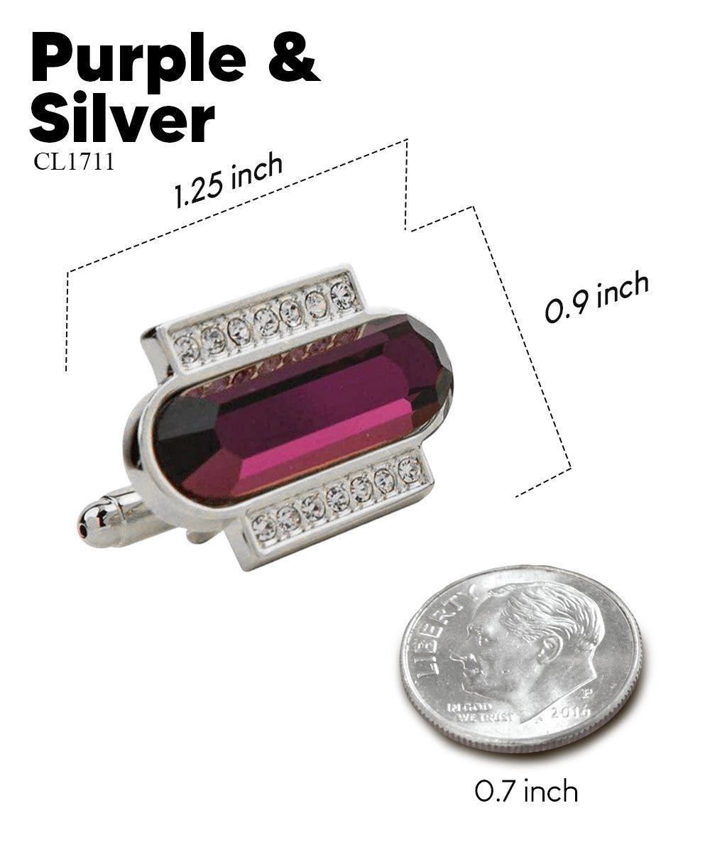 Vittorio Vico Capsule Colorstone Cufflinks: CL17XX Series - Suits You Sir - Purple and Silver -