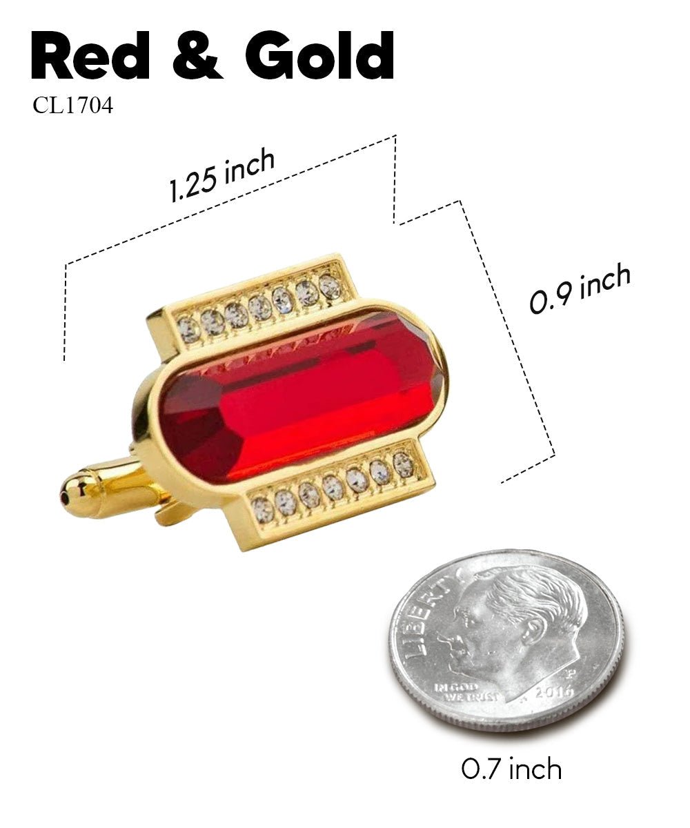 Vittorio Vico Capsule Colorstone Cufflinks: CL17XX Series - Suits You Sir - Red and Gold -