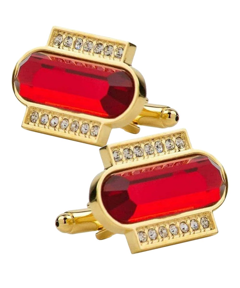 Vittorio Vico Capsule Colorstone Cufflinks: CL17XX Series - Suits You Sir - Red and Gold -