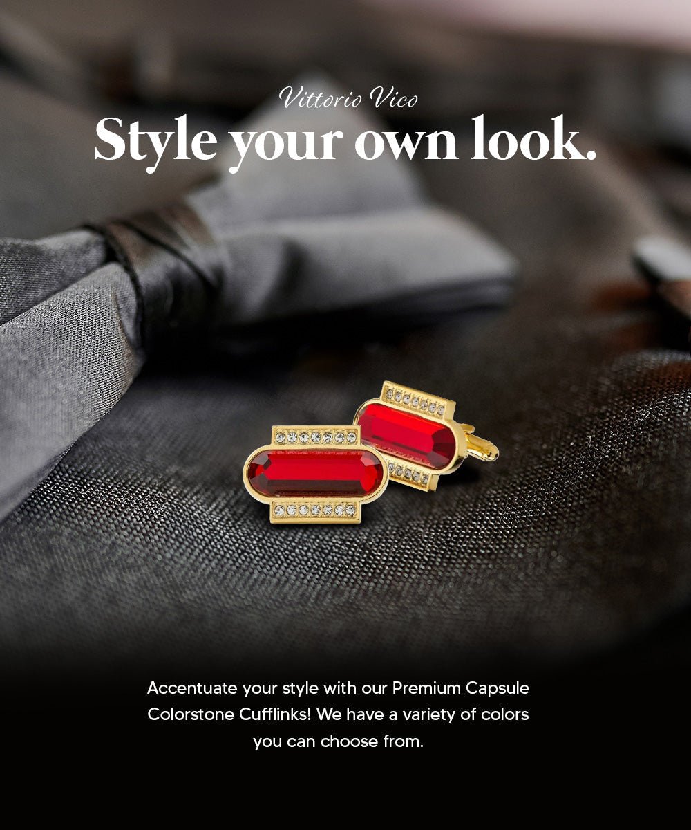 Vittorio Vico Capsule Colorstone Cufflinks: CL17XX Series - Suits You Sir - Red and Gold -