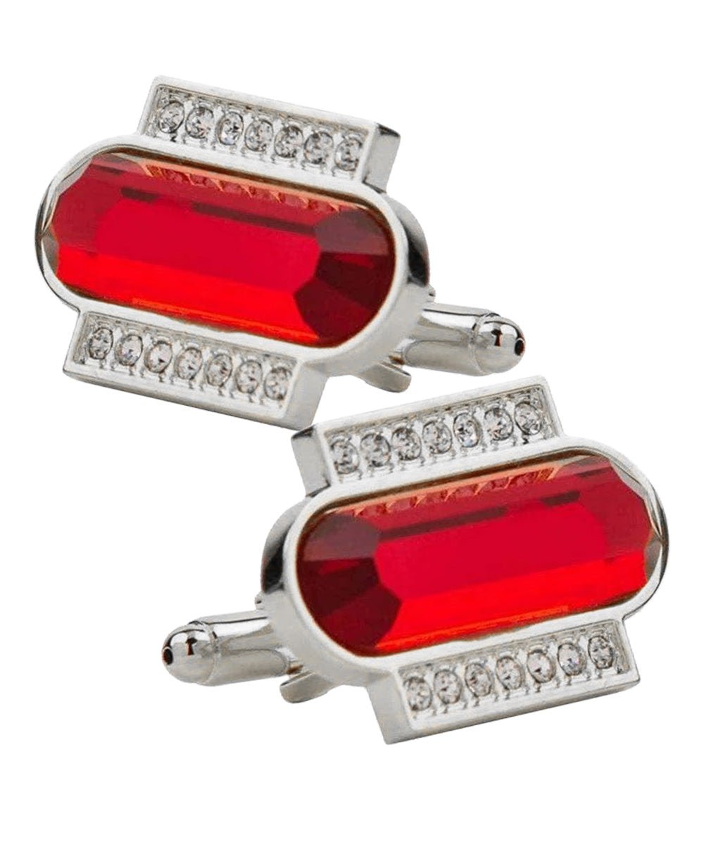 Vittorio Vico Capsule Colorstone Cufflinks: CL17XX Series - Suits You Sir - Red and Silver -