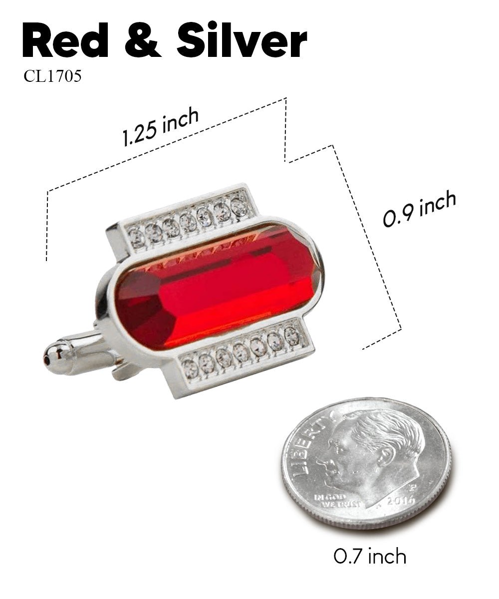 Vittorio Vico Capsule Colorstone Cufflinks: CL17XX Series - Suits You Sir - Red and Silver -