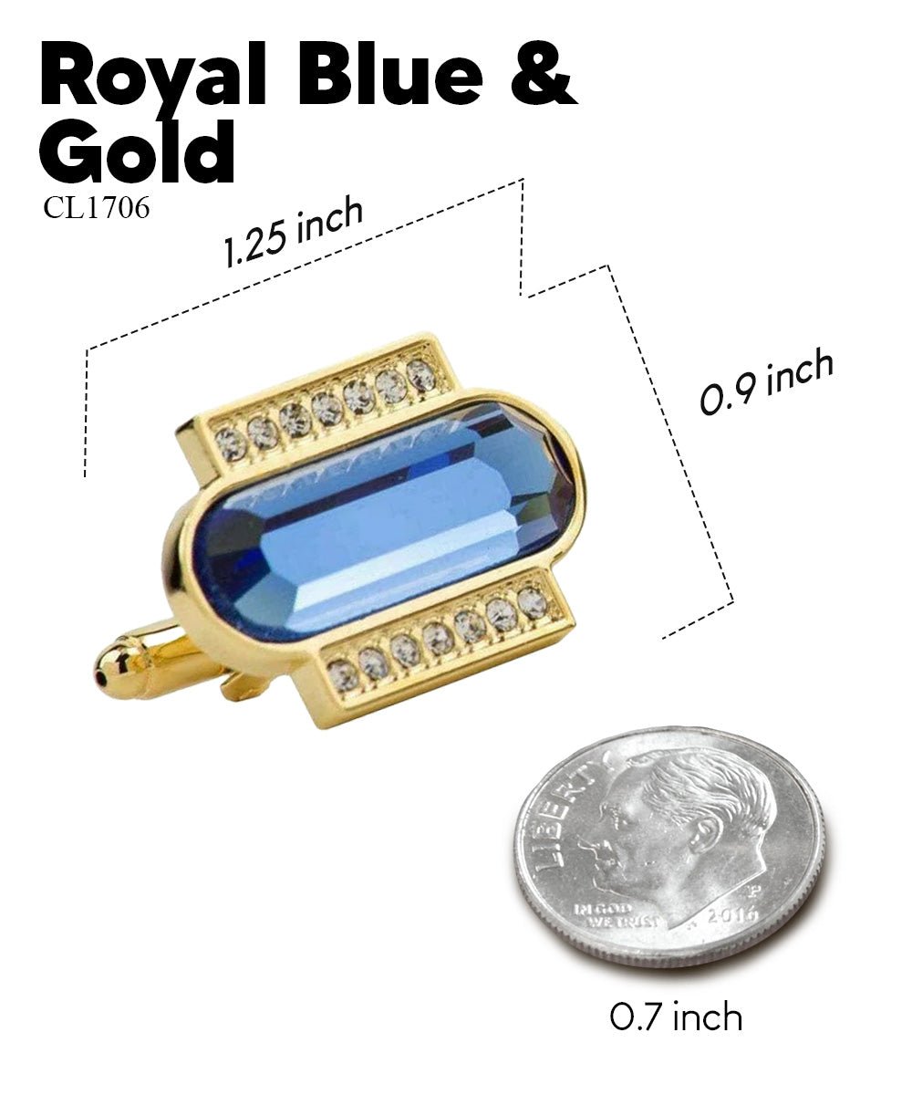 Vittorio Vico Capsule Colorstone Cufflinks: CL17XX Series - Suits You Sir - Royal Blue and Gold -