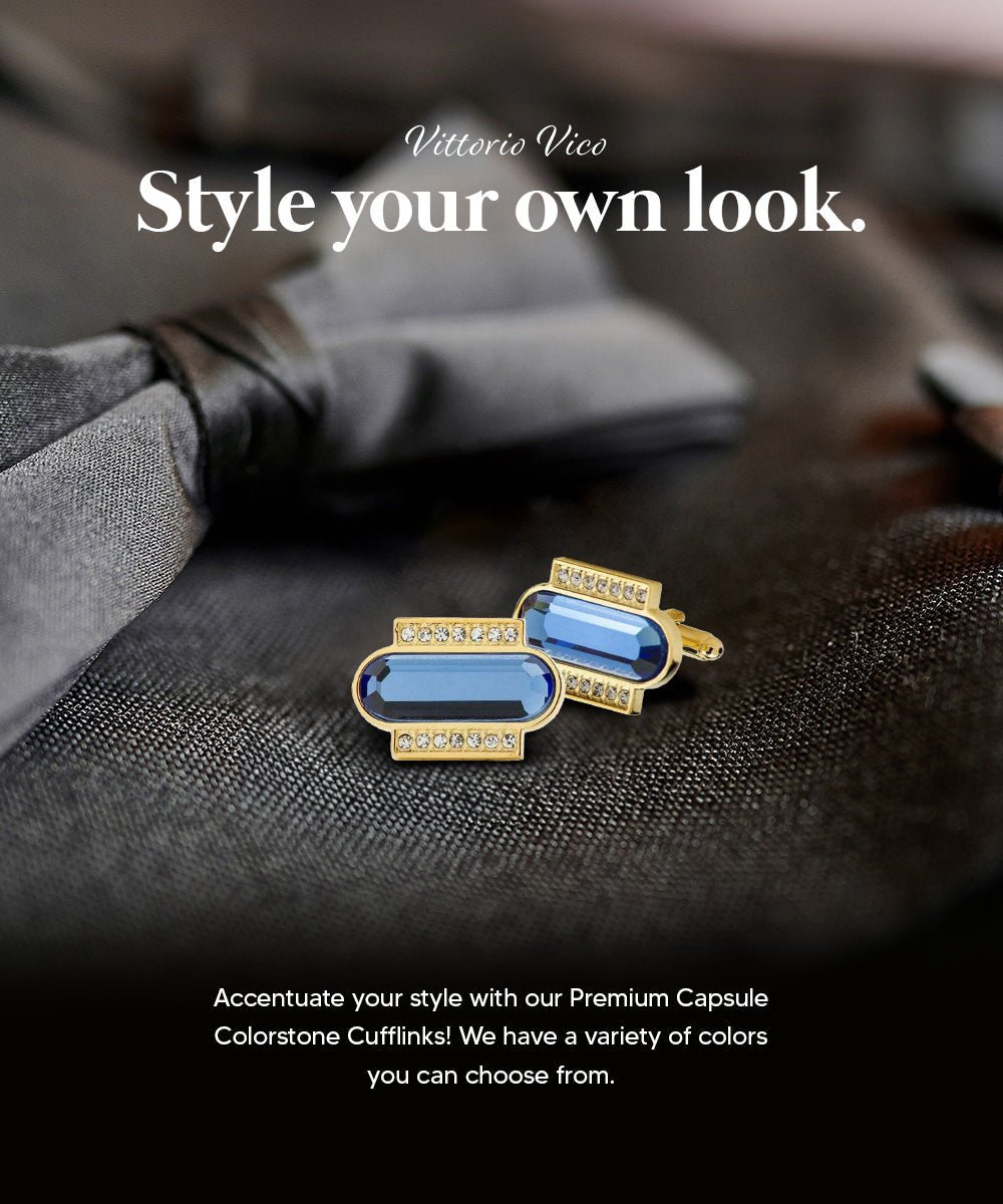 Vittorio Vico Capsule Colorstone Cufflinks: CL17XX Series - Suits You Sir - Royal Blue and Gold -