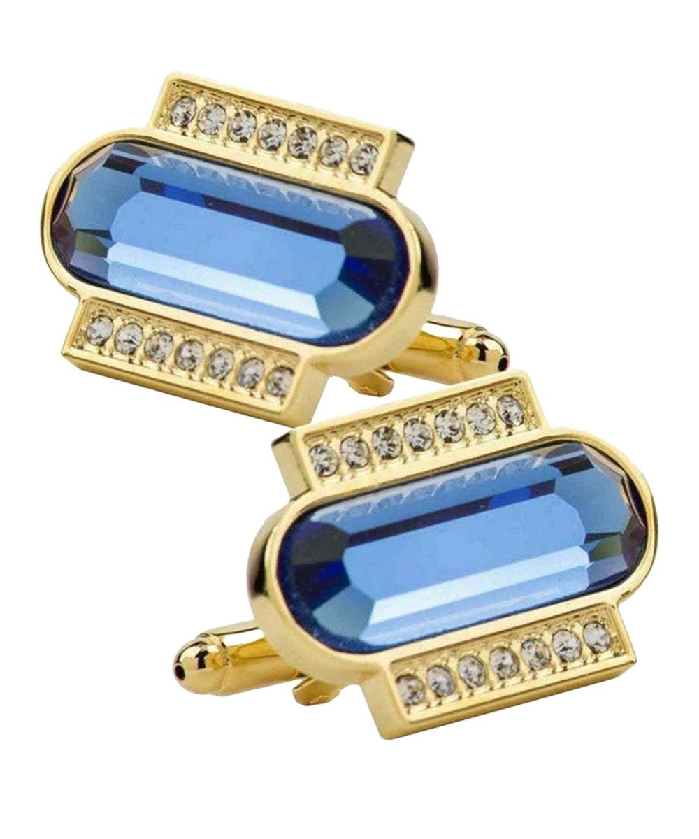 Vittorio Vico Capsule Colorstone Cufflinks: CL17XX Series - Suits You Sir - Royal Blue and Gold -