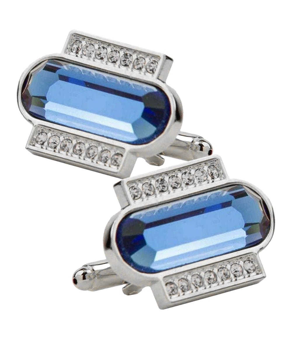 Vittorio Vico Capsule Colorstone Cufflinks: CL17XX Series - Suits You Sir - Royal Blue and Silver -