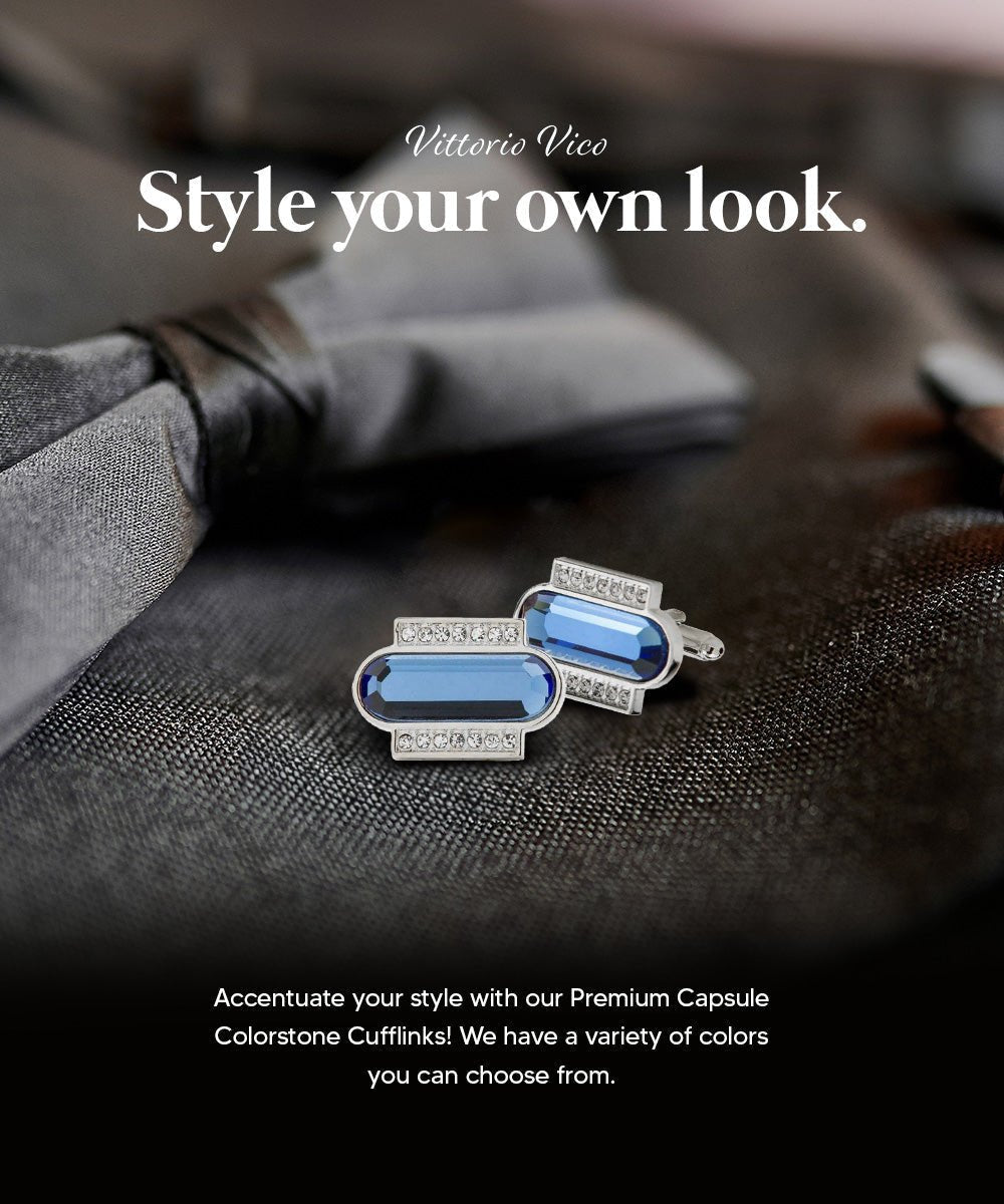 Vittorio Vico Capsule Colorstone Cufflinks: CL17XX Series - Suits You Sir - Royal Blue and Silver -